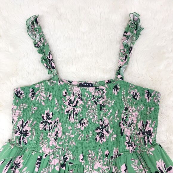 TORRID Floral Green Summer Dress - Picture 4 of 14